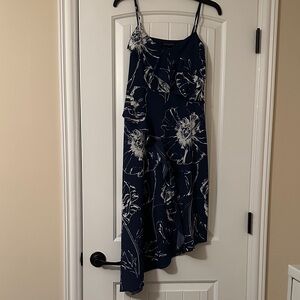 Banana Republic Navy Asymmetrical Floral Dress